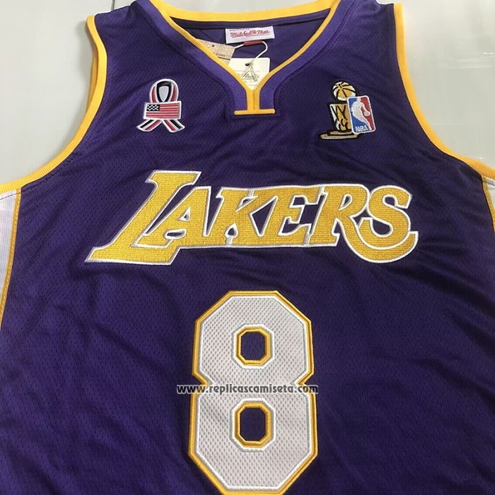 Camiseta Los Angeles Lakers Kobe Bryant #8 Mitchell & Ness 2001-02 Violeta